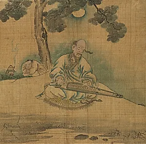 Scholar Playing a Qin by Unknown Artist
