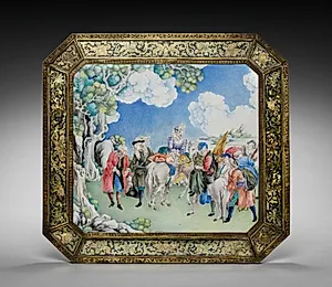 Screen with European Figures (obverse) by Unknown Artist