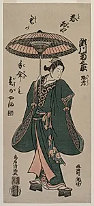 Segawa Kikunojo (Roko) Holding an Umbrella by Torii Kiyomitsu (Japanese, 1735–1785)