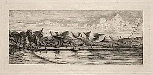 Seine Fishing off Charcoal Burner's Point, Akaroa by Charles Meryon (French, 1821–1868)