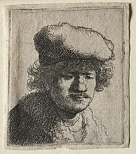 Self-Portrait with Cap Pulled Forward by Rembrandt van Rijn (Dutch, 1606–1669)