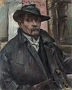 Self-Portrait with Hat and Coat by Lovis Corinth (German, 1858–1925)