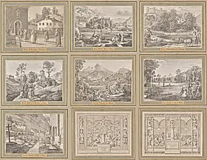 Seven Areas from Salzburg and Berchtesgaden. Arranged according to the seven days of the week, connected by two allegorical sheets