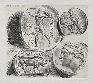 Sheet with Four Antique Medals by Eugène Delacroix (French, 1798–1863)