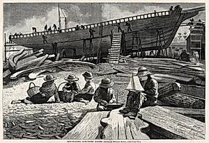 Ship-Building, Gloucester Harbor by Winslow Homer (American, 1836–1910)