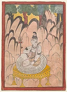 Shiva Seated on a Throne in a Landscape by Unknown Artist