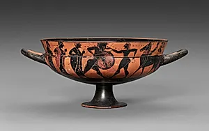 Siana Cup (Black-Figure Kylix [Drinking Cup]): Horseman and Warriors by Unknown Artist