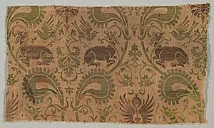Silk with Dogs and Birds amid Vines by Unknown Artist