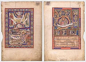 Single Leaf Excised from a Gospel Book: The Nativity (recto) and St. Matthew (verso) by Unknown Artist