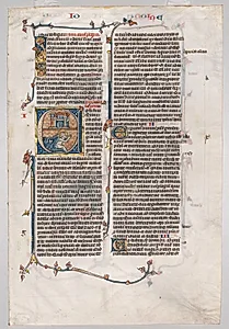 Single Leaf from a Bible: Initial E[t factum est] with Jonah Swallowed by the Whale by Unknown Artist