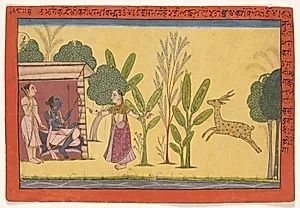 Sita asks Rama to fetch the golden deer, from the “Shangri” Ramayana by Unknown Artist
