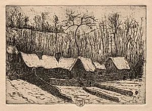 Six Etchings: The Thatched Bakery, Auvers by Paul Gachet (French, 1828–1909)