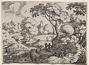 Six Landscapes:  Path Between Swamp and Wooded Bank