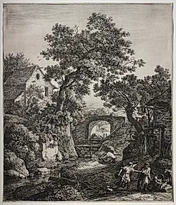 Six large upright landscapes with scenes from the Old Testament: Zipporah Circumcising Her Son by Anthonie Waterloo (Dutch, 1609/10–1690)