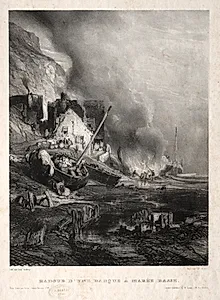 Six Marines:  Radoub d'une barque à marée basse by Eugène Isabey (French, 1803–1886)