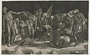 Skeletons, also known as Allegory of Death and Fame by Agostino Veneziano (Italian, 1490–1540)