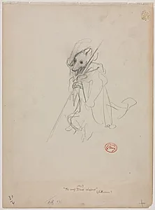 Sketch for "The Wolf Turned Shepherd" (recto) by Gustave Doré (French, 1832–1883)