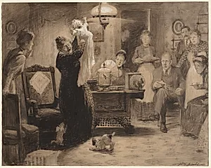 Sketch to illustration "The Stationary Baby" by William Leroy Jacobs (American, 1869–1917)