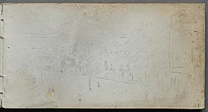 Sketchbook, page 01: Street Scene by Ernest Meissonier (French, 1815–1891)