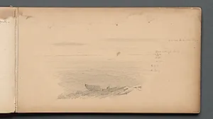 Sketchbook, page 04: Sea Scape with Color Notations by Sanford Robinson Gifford (American, 1823–1880)