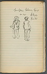 Sketchbook, page 040: Notes and Two Figures  by Maurice Prendergast (American, 1858–1924)