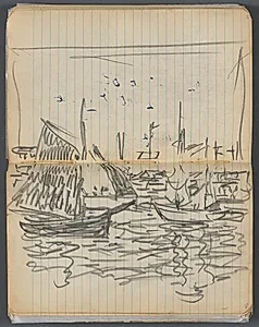 Sketchbook, page 056 &57: View of Sailboats  by Maurice Prendergast (American, 1858–1924)
