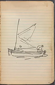 Sketchbook, page 085: Sailboat with Two Figures  by Maurice Prendergast (American, 1858–1924)