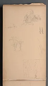 Sketchbook, page 09: Mountians and Rocks  by Sanford Robinson Gifford (American, 1823–1880)