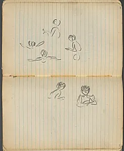 Sketchbook, page 094 & 95: Swimming Figures  by Maurice Prendergast (American, 1858–1924)
