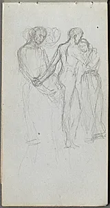 Sketchbook, page 10: Figures Embracing by Ernest Meissonier (French, 1815–1891)