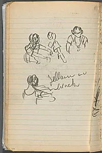 Sketchbook, page 100: Figures with Notes  by Maurice Prendergast (American, 1858–1924)