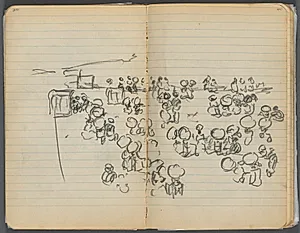 Sketchbook, page 104 & 105: Beach View  by Maurice Prendergast (American, 1858–1924)