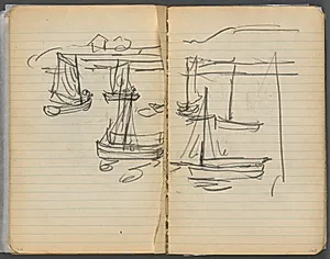 Sketchbook, page 124 & 125: Sailboats  by Maurice Prendergast (American, 1858–1924)