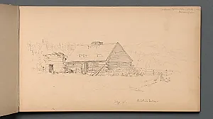 Sketchbook, page 14: "Berlin Falls September 2nd"  by Sanford Robinson Gifford (American, 1823–1880)