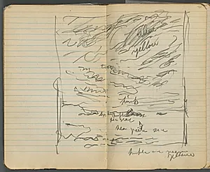 Sketchbook, page 152 & 153: View of the Sea with color notations  by Maurice Prendergast (American, 1858–1924)