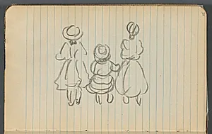 Sketchbook, page 155: Three Female Figures seen from the back  by Maurice Prendergast (American, 1858–1924)