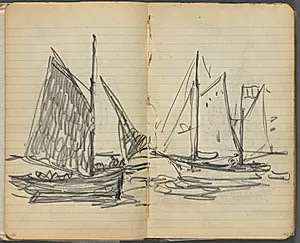 Sketchbook, page 156 & 157: View of Sailboats  by Maurice Prendergast (American, 1858–1924)