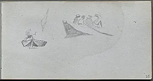 Sketchbook, page 25: Studies of Figures in Boats by Ernest Meissonier (French, 1815–1891)
