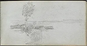 Sketchbook, page 28: Landscape Study by Ernest Meissonier (French, 1815–1891)