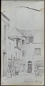 Sketchbook, page 39: Street Scene by Ernest Meissonier (French, 1815–1891)
