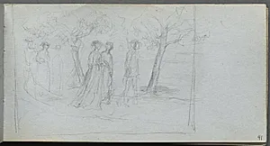 Sketchbook, page 41: Figures in a Landscape by Ernest Meissonier (French, 1815–1891)