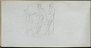 Sketchbook, page 42: Three Figures by Ernest Meissonier (French, 1815–1891)