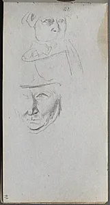 Sketchbook, page 47: Studies of Three Faces by Ernest Meissonier (French, 1815–1891)