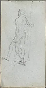 Sketchbook, page 60: Nude Male Study by Ernest Meissonier (French, 1815–1891)