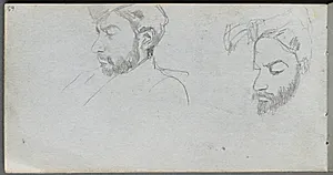 Sketchbook, page 65: Study of Faces in Profile by Ernest Meissonier (French, 1815–1891)