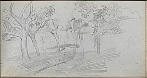 Sketchbook, page 74: Landscape Study by Ernest Meissonier (French, 1815–1891)