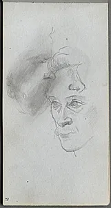 Sketchbook, page 81: Study of Faces by Ernest Meissonier (French, 1815–1891)