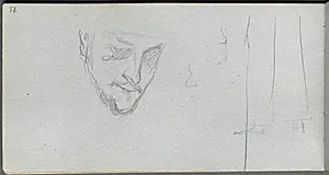 Sketchbook, page 83: Study of a Face, Legs by Ernest Meissonier (French, 1815–1891)