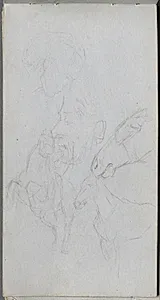 Sketchbook, page 90: Study of Horses, Profiles by Ernest Meissonier (French, 1815–1891)