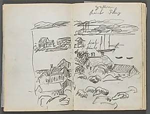 Sketchbook, The Dells, N° 127, page 036 & 37: View of a Cove from above by Maurice Prendergast (American, 1858–1924)